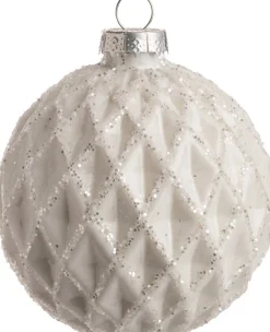 New  Weihnachtskugel Rauten Sabella weiß D 8 cm Weihnachtskugeln & -Anhänger