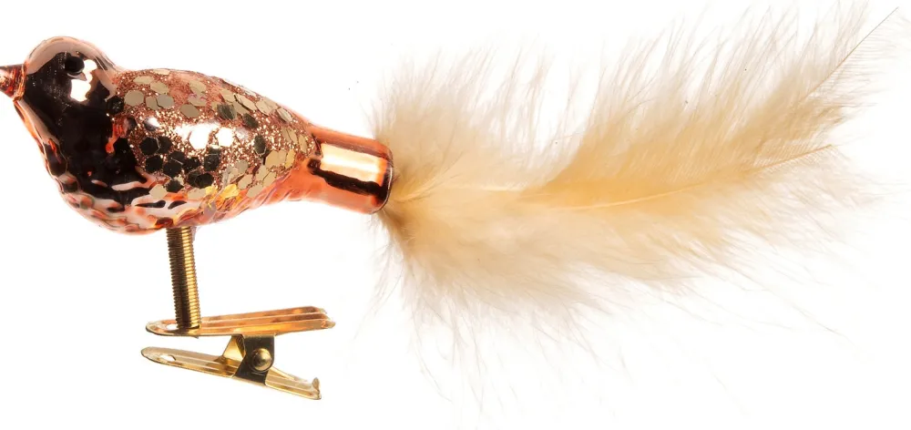 Outlet Weihnachtsschmuck Vogel mit Clip gold / gelb 6,5 x 2 x 2,5 cm Weihnachtskugeln & -Anhänger