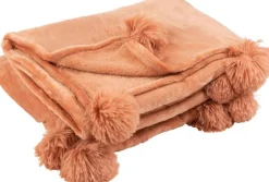 Best J-Line Decke Pompom rosa 170 x 130 cm Decken & Plaids