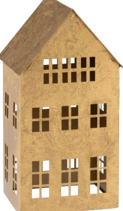 Best J-Line Teelichthalter Haus Sigma gold 19,5 x 17,5 x 37 cm Teelichthalter