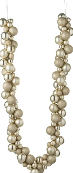 Outlet J-Line Weihnachtsgirlande Weihnachtskugeln creme 1,6 m Weihnachtsgirlanden & Lametta