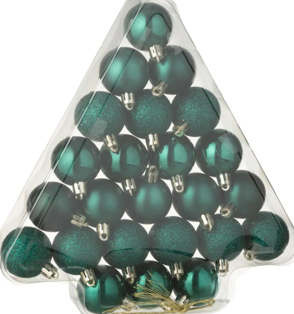 Online J-Line Weihnachtskugel dunkelgrün D 4 cm 24 St. Weihnachtskugeln & -Anhänger