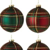 New J-Line Weihnachtskugel kariert Mix Nia rot / grün D 10 cm 4 St. Weihnachtskugeln & -Anhänger