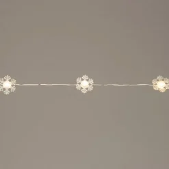 Lichterkette Schneeflocken silber 1 m mit 10 LEDs warmweiß Motiv-Lichterketten