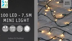 Hot Lichterkette schwarz 7,5 m mit 100 LEDs warmweiß Weihnachtsbaumbeleuchtung