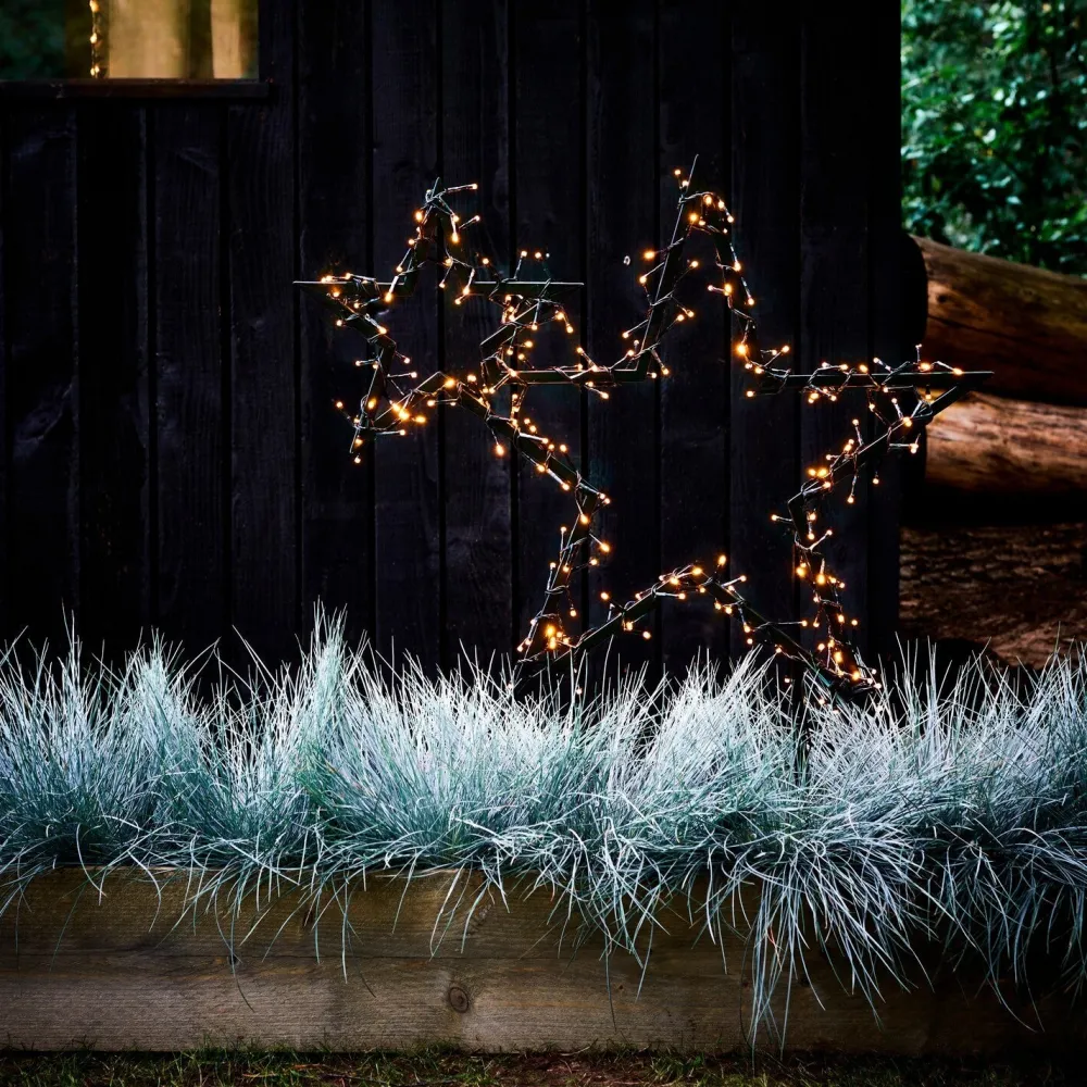 Luca Lighting Gartenstecker Stern schwarz mit 220 LEDs warmweiss 70 x 3 x 82 cm Weihnachtsfiguren (Außen)