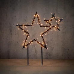 New Luca Lighting Gartenstecker Stern schwarz mit 220 LEDs extra warmweiss 70 x 3 x 82 cm Weihnachtsfiguren (Außen)