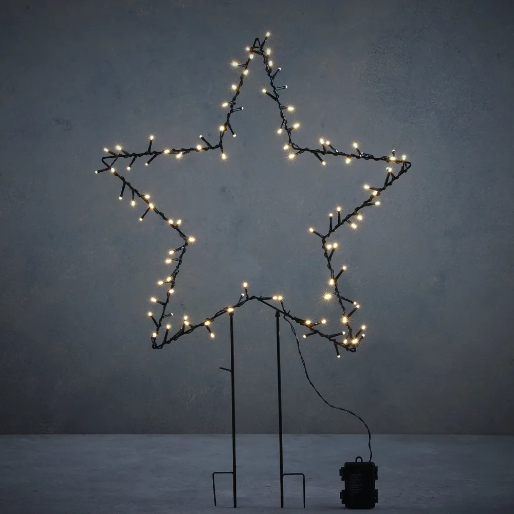 Discount Luca Lighting Gartenstecker Stern mit Timer warmweiß 55 x 1 x 79 cm Weihnachtssterne|Weihnachtsfiguren (Außen)