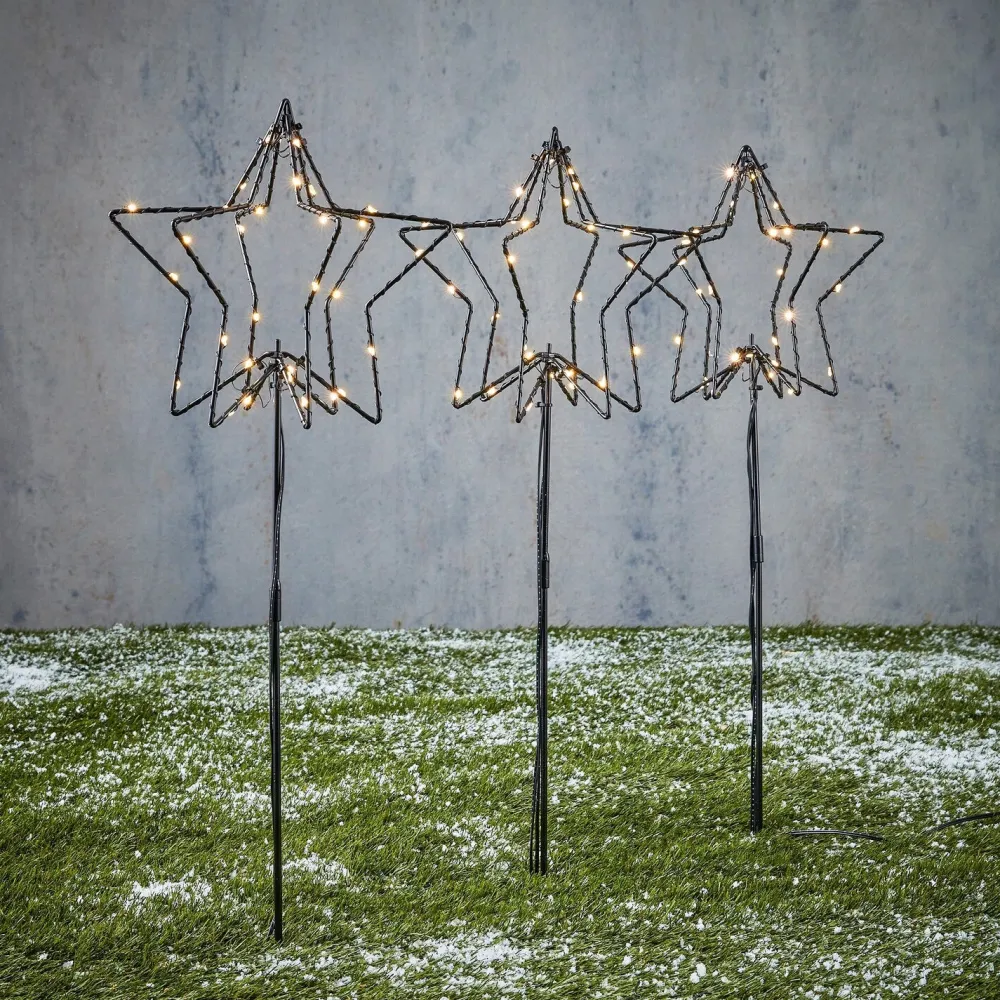 Sale Luca Lighting Gartenstecker Lux Stern mit Beleuchtung D 20 H 60 cm 3 St. Weihnachtsfiguren (Außen)