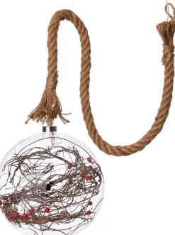 Discount Luca Lighting Hängelampe Kugel rote Beeren mit 40 LEDs weißes Licht D 20 H 100 cm Weihnachtsdeko Zum Aufhängen