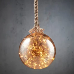 New Luca Lighting Hängelampe Kugel silber mit 40 LEDs warmweiß D 20 H 100 cm Weihnachtsdeko Zum Aufhängen