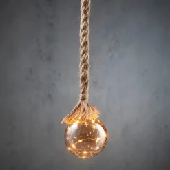 Online Luca Lighting Hängelampe Kugel grau mit 15 LEDs warm weiß D 10 H 90 cm Weihnachtsdeko Zum Aufhängen