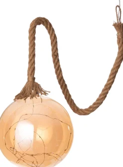 Hot Luca Lighting Hängelampe Kugel braun mit 40 LEDs warmweiß D 20 H 100 cm Weihnachtsdeko Zum Aufhängen