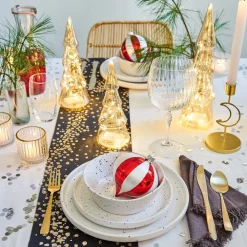 Sale Luca Lighting Weihnachtsbaum Sterre gold beleuchtet D 9 H 21 cm Weihnachtsfiguren & -Objekte