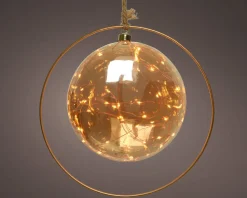 Outlet Lumineo Beleuchtete Kugel im Ring mit LEDs orange D 20 cm Weihnachtsdeko Zum Aufhängen