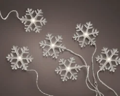 Hot Lumineo Lichterkette Schneeflocken transparent mit 8 LEDs warmweiß 105 cm Motiv-Lichterketten