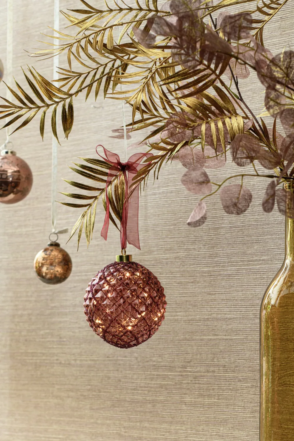 Online Lumineo Weihnachtskugel rosa mit Beleuchtung D 14 cm Weihnachtskugeln & -Anhänger