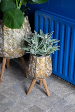 Sale Mega Collections Blumentopf Emir D 19 H 39 cm gold Blumentöpfe|Blumentöpfe & Pflanzgefäße