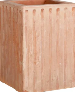 Mica Decorations Blumentopf Karoo 21 x 21 x 30 cm terracotta Linien Blumentöpfe|Blumentöpfe & Pflanzgefäße