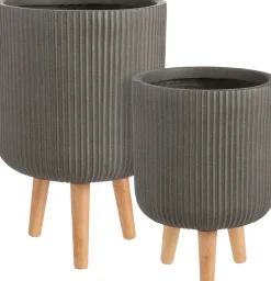 Mica Decorations Blumentopf mit Füßen Nuovo D 30,5 H 46 cm braun Blumentöpfe|Blumentöpfe & Pflanzgefäße