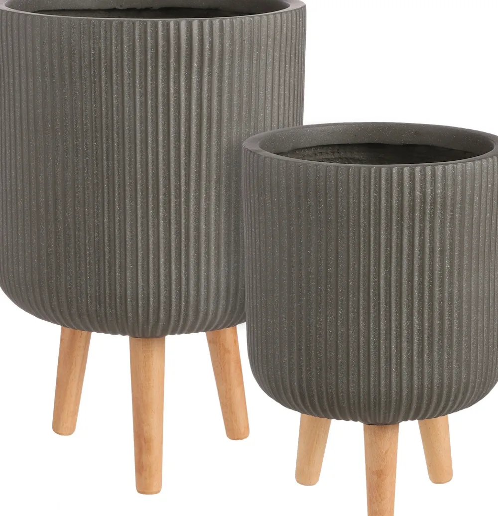 Mica Decorations Blumentopf mit Füßen Nuovo D 30,5 H 46 cm braun Blumentöpfe|Blumentöpfe & Pflanzgefäße