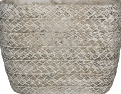 Discount Mica Decorations Blumentopf Alma 28 x 15 x 21 cm grau Blumentöpfe|Blumentöpfe & Pflanzgefäße