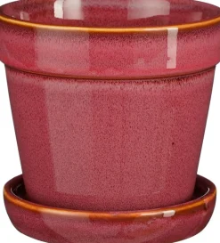 Hot Mica Decorations Blumentopf mit Untersetzer Clint rosa D 13 H 11 cm Blumentöpfe & Pflanzgefäße|Blumentöpfe