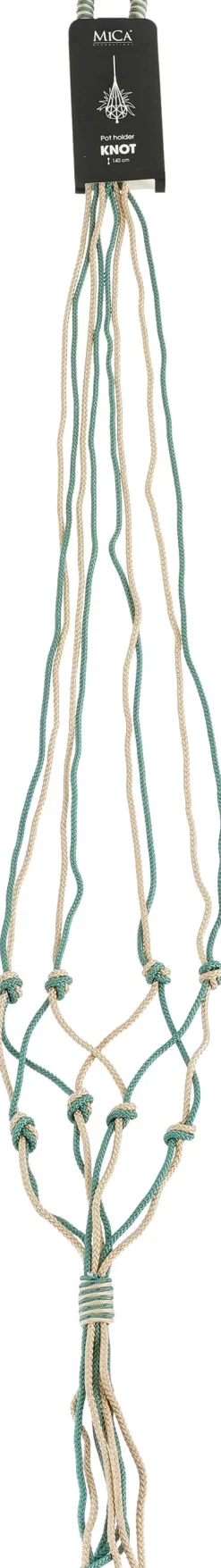 Sale Mica Decorations Makramee Blumenampel Knoten grün/beige H 140 cm Blumenampeln & Pflanzenhalter