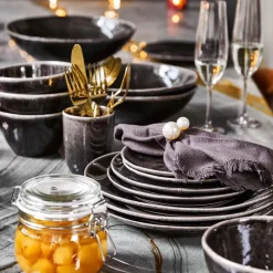 Outlet Mica Decorations Schale Tabo schwarz D 14 H 6,5 cm Geschirr & Gläser