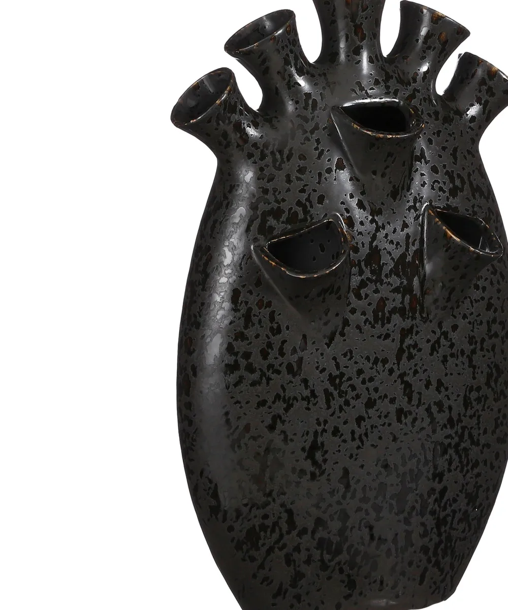 Discount Mica Decorations Tulpenvase Saul schwarz 25 x 15,5 x 42 cm Vasen & Krüge|Blumentöpfe & Pflanzgefäße