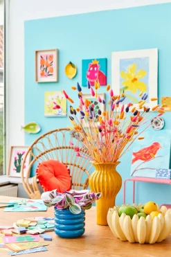 Hot Mica Decorations Vase Felipe gelb D 16 H 30 cm Vasen & Krüge|Blumentöpfe & Pflanzgefäße