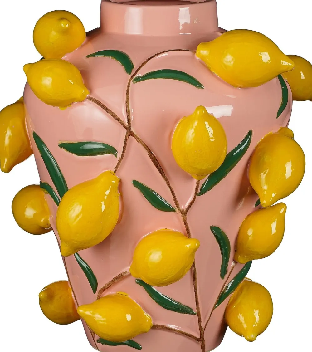 Sale Mica Decorations Vase Melika rosa / gelb D 35 H 37,5 cm Vasen & Krüge|Blumentöpfe & Pflanzgefäße