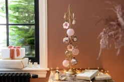 Outlet Mica Decorations Weihnachtskugelständer gold 14 x 14 x 76 cm Weihnachtskugelständer