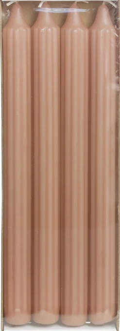 Clearance Rustik Lys Stabkerzen Groov rosa 9 Std. 4 St. Stabkerzen