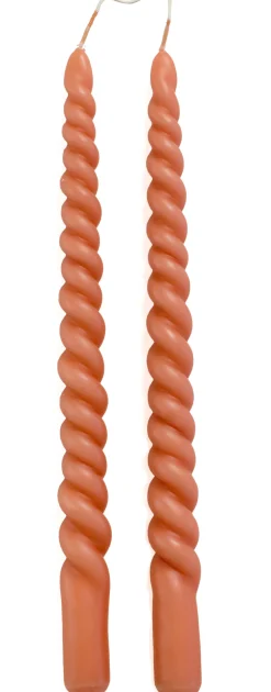 Clearance Rustik Lys Stabkerzen Swirl terracotta 8,5 Std. 2 St. Stabkerzen