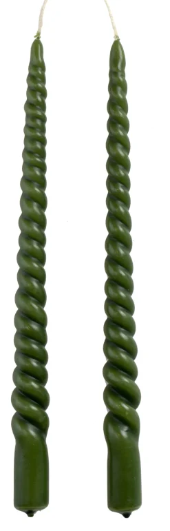 New Rustik Lys Stabkerzen Swirl grün 8,5 Std. 2 St. Stabkerzen