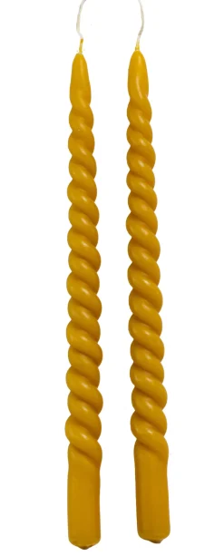 Clearance Rustik Lys Stabkerzen Swirl gelb 8,5 Std. 2 St. Stabkerzen