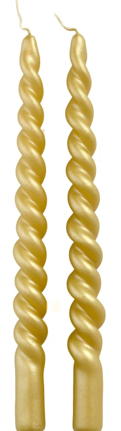 Best Rustik Lys Stabkerzen Swirl gold 8,5 Std. 2 St. Stabkerzen