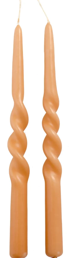 New Rustik Lys Stabkerzen Swirl rosa 8,5 Std. 2 St. Stabkerzen