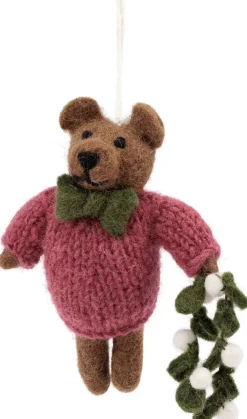 Best Sjaal met Verhaal Weihnachtsanhänger Herr Bär bordeaux / braun 13 x 9 x 5 cm Weihnachtskugeln & -Anhänger