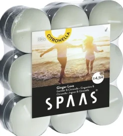 Hot Spaas Citronella-Teelichter Ginger Love weiß 4,5 Std. 18 St. D 11,8 H 3,2 cm Teelichter|Duftkerzen