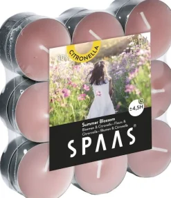 Outlet Spaas Citronella-Teelichter Summer Blossom rosa 4,5 Std. 18 St. D 11,8 H 3,2 cm Teelichter|Duftkerzen