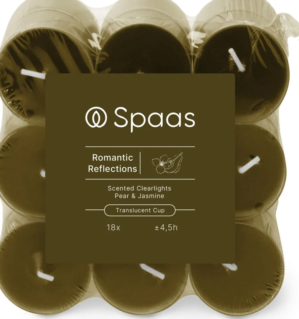 Spaas Duftkerze Essential collection Romantic Reflect grün 4,5 Std. D 3,5 H 1,6 cm 18 St. Teelichter|Duftkerzen