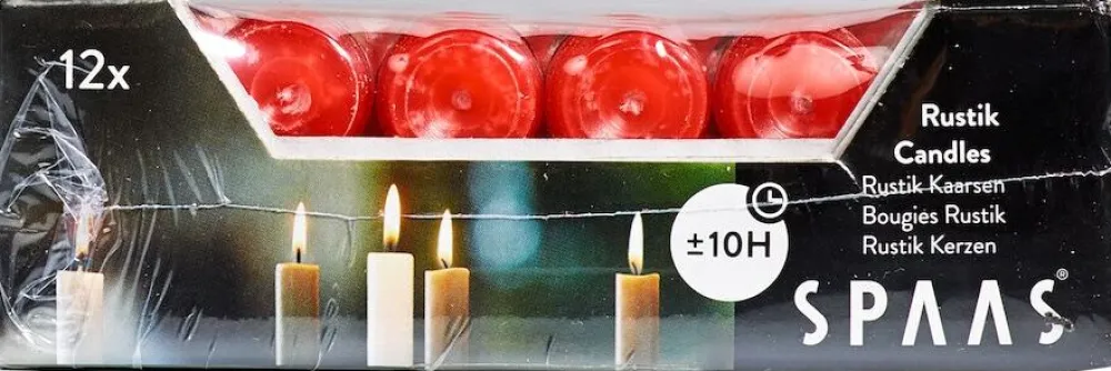 Outlet Spaas Stabkerzen Rustic rot H 25 cm 12 St. Stabkerzen