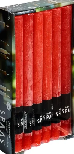 Outlet Spaas Stabkerzen Rustic rot H 25 cm 12 St. Stabkerzen