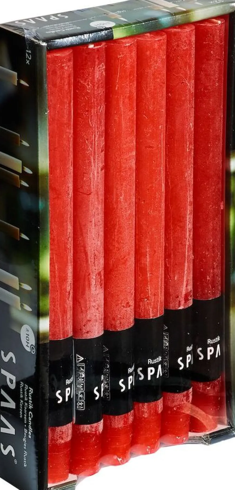 Outlet Spaas Stabkerzen Rustic rot H 25 cm 12 St. Stabkerzen