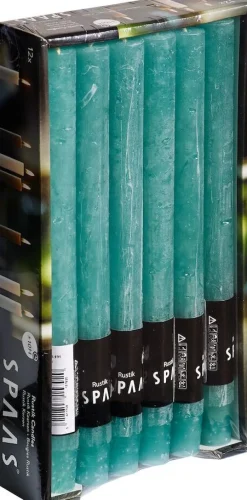 Hot Spaas Stabkerzen Rustic türkis H 25 cm 12 St. Stabkerzen