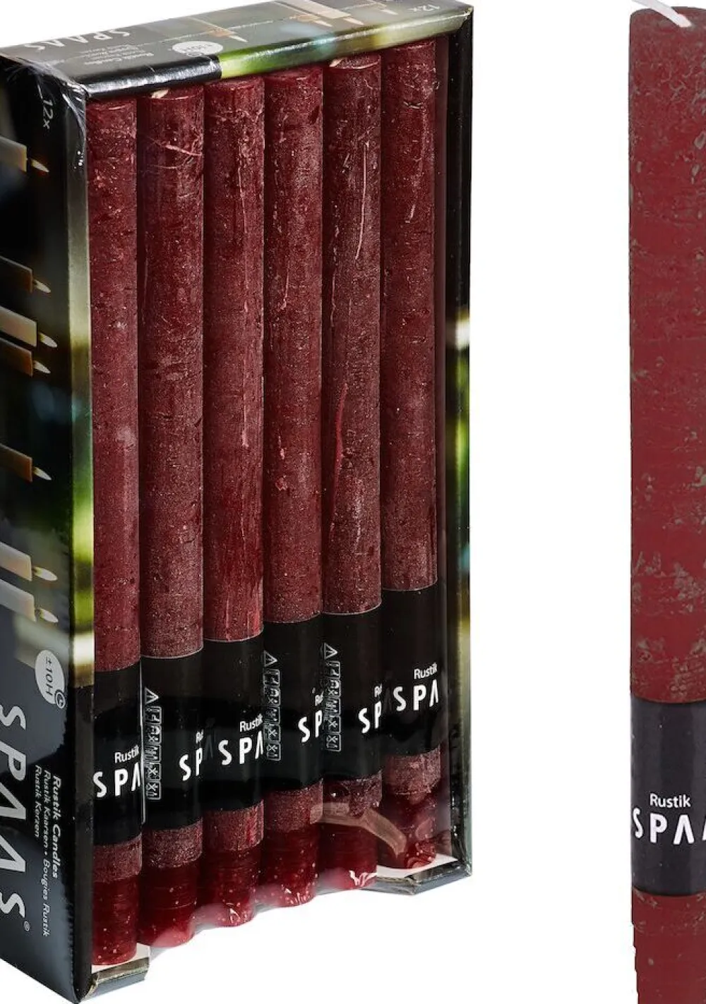 Outlet Spaas Stabkerzen Rustic weinrot H 25 cm 12 St. Stabkerzen