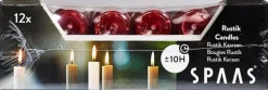 Outlet Spaas Stabkerzen Rustic weinrot H 25 cm 12 St. Stabkerzen