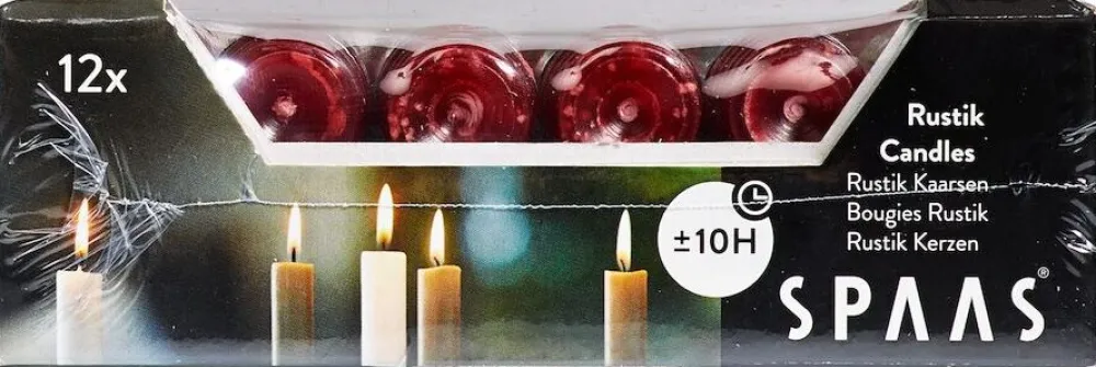 Outlet Spaas Stabkerzen Rustic weinrot H 25 cm 12 St. Stabkerzen